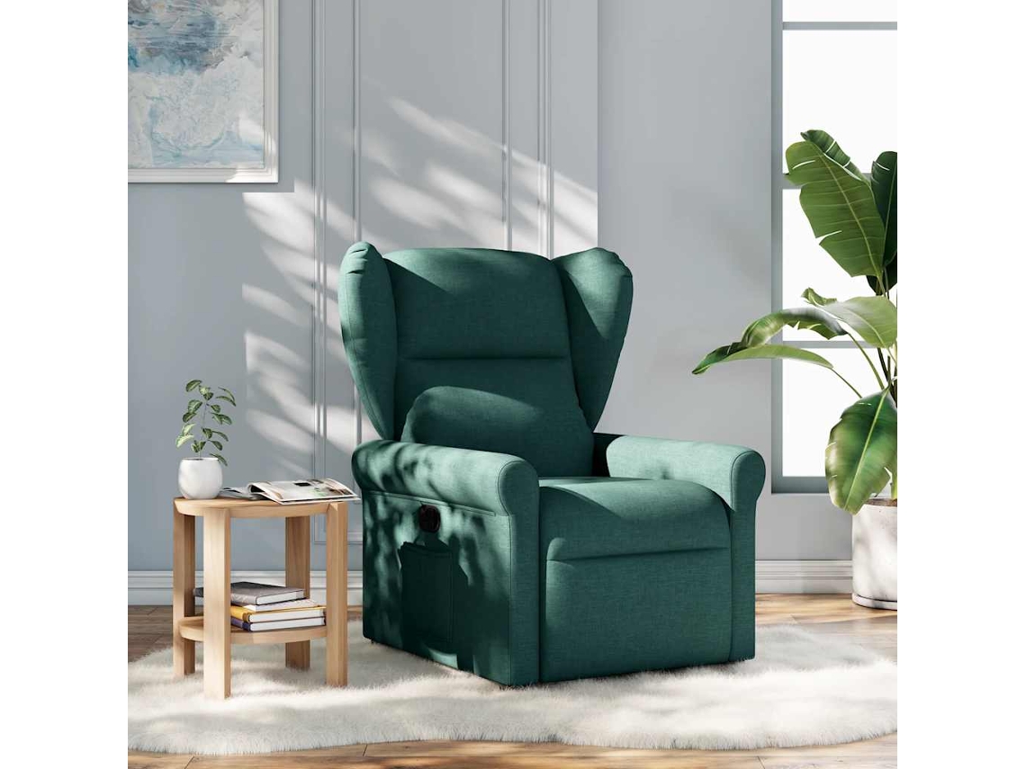 Vidaxl Poltrona Reclinável Tecido Verde-escuro