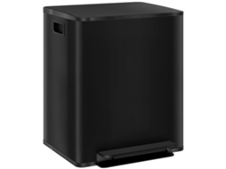 Lixeira 2 compartimentos, 25l, tampa suave, inox, Preto | S/MARCA