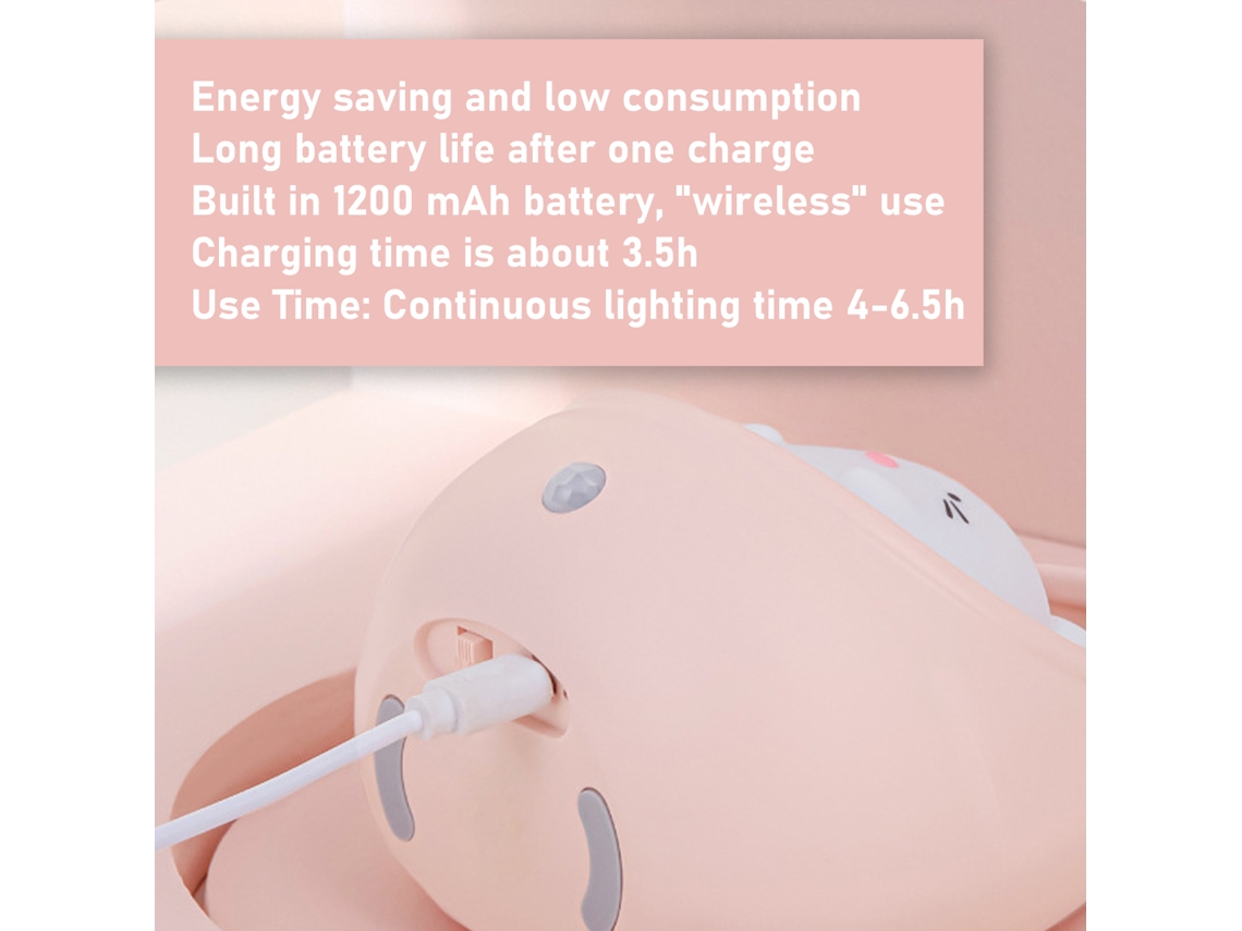 Lâmpada Noturna Led Conejo Branco Indução Usb para Crianças
