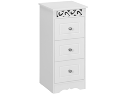 Cômoda Branca Com 3 Gavetas Para Cozinha, Sala De Jantar, Sala De Estar E Quarto (29,8 X 29,8 X 68,5 Cm).