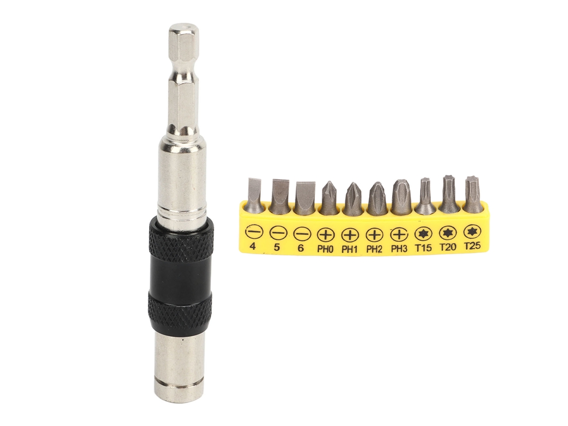 Adaptador de extensão com trava automática e liberação rápida, com cabo hexagonal multiangular (Adaptador rápido 6,35 mm 10 em 1)