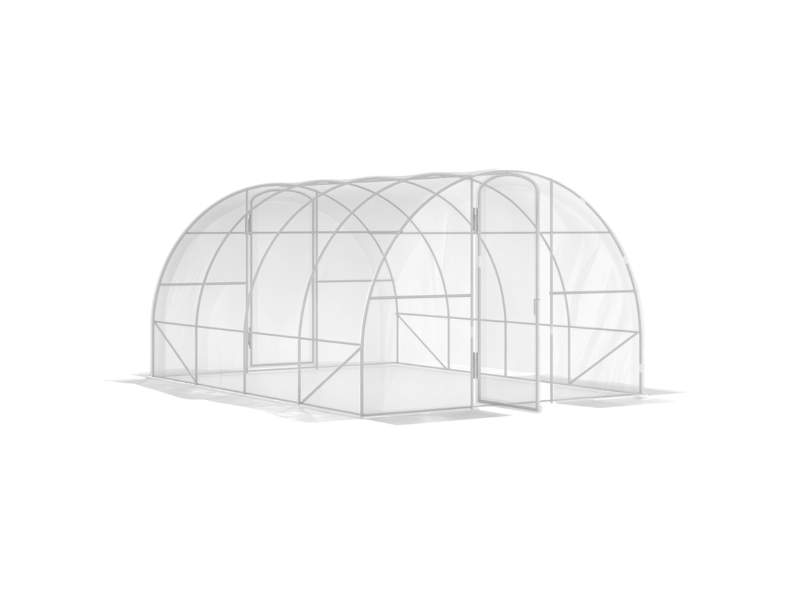 Estufa De Flores Jardim Em Túnel 4 X 3 2 M 12 M² Com Portas Articuladas Lona Pe 150 G/m² Para Hortaliças Plantas