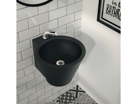 Lavatório Suspenso Redondo 37,5 Cm Inox Preto Mini Baila Delabie