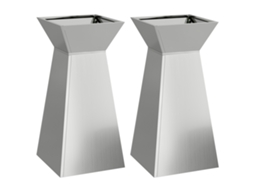 Conjunto 2 Vaso De Jardim Vidaxl Prateado Aço (35 X 35 X 73 Cm)