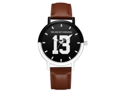 Relógio de pulso analógico Gaiety Alloy com pulseira de PU, mostrador redondo, movimento de quartzo (marrom)