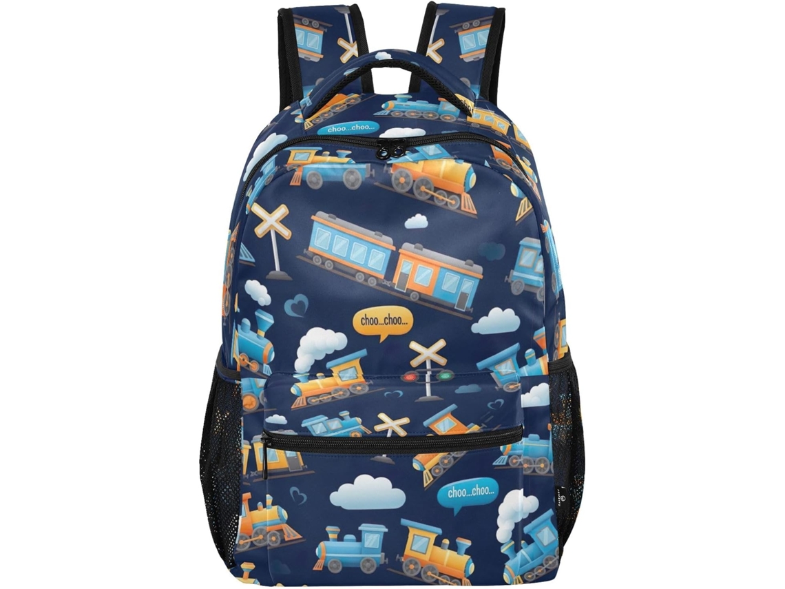 Mochila Azul Fofa Com Trenzinhos Desenho Animado Para Meninas Adolescentes, Escolar Grande, Escola,