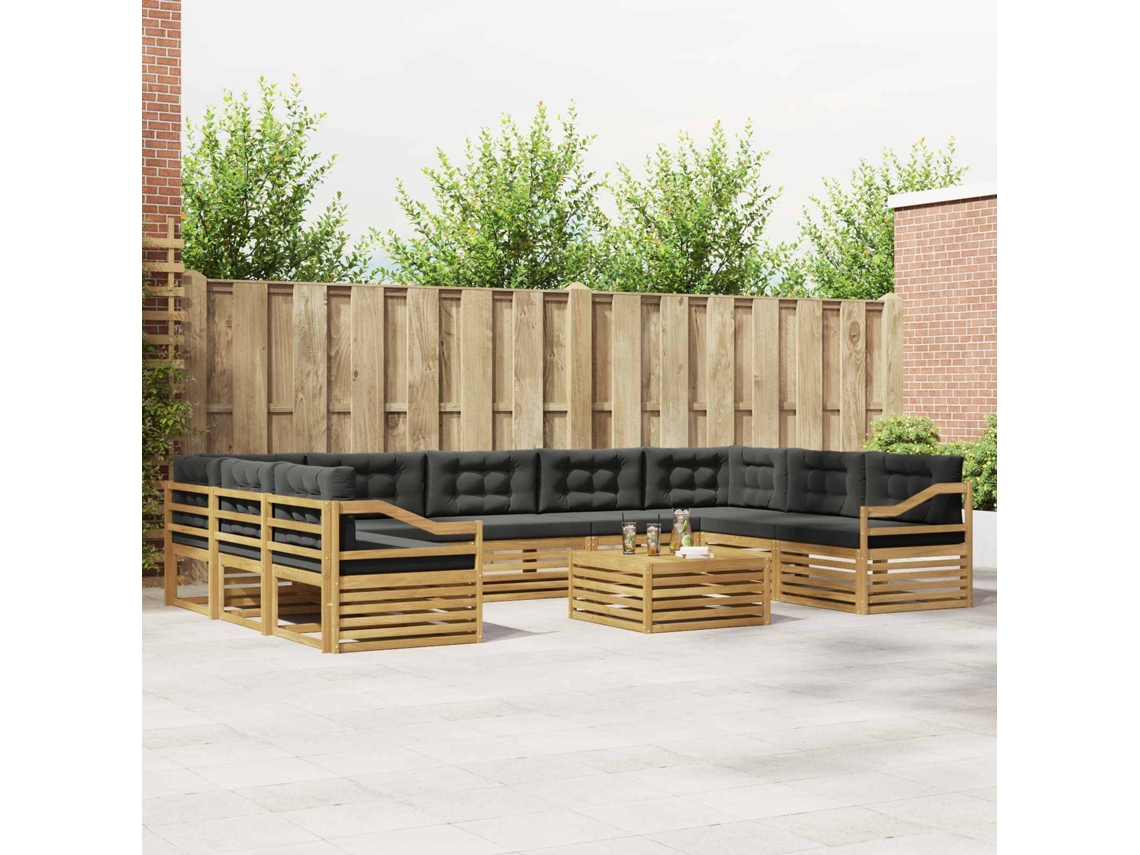 Vidaxl Conjunto De Sofás Para Exterior 10 Unid. Branco E Antracite