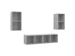 Conjunto de 4 Móveis de Parede para TV Madeira Cinza Cimento MAISON EXCLUSIVE