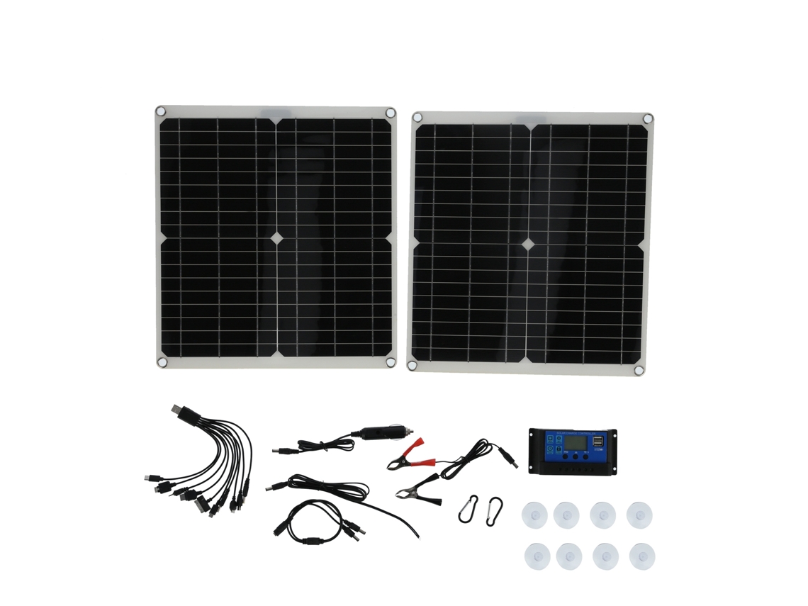 Kit de painel solar Primerox de 25 W com controlador de 40 A, bateria e USB para carro e barco.