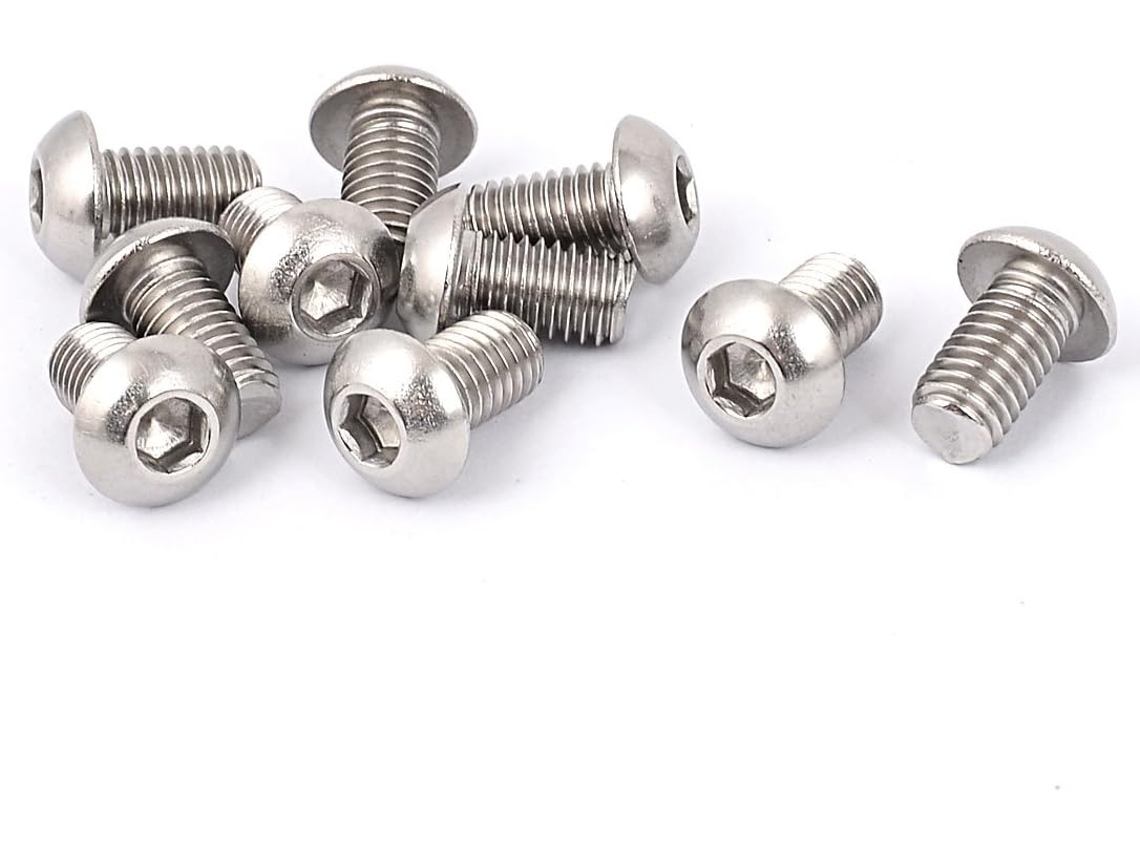 Parafuso de Cabeça Sextavada Interna Totalmente Roscado Aço Inoxidável, Cor Prata, M8 X 14 Mm, 10 CHABERLU