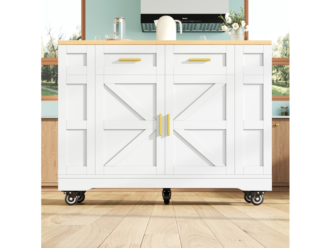 Ilha De Cozinha Moderna,armário De Cozinha,buffet Com Design Em Madeira,mesa Multifuncional Com Espaço Para Armazenamento,branco Mega Echo Trade Shop