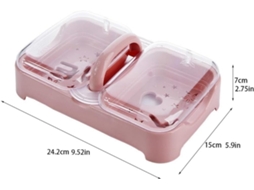 Caixa Sabão Rosa 24,2x15x7cm 2 Compartimentos com Drenagem ZYBLSSBB