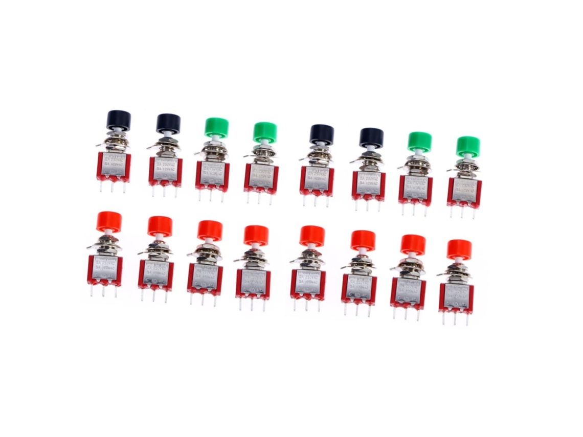 Conjunto De 16 Mini Botões De Buzina De Arcade Com Acionamento Momentâneo Em Metal - Micro-