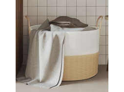 Vidaxl Cesto De Arrumação Ø51x33 Cm Algodão Bege E Branco