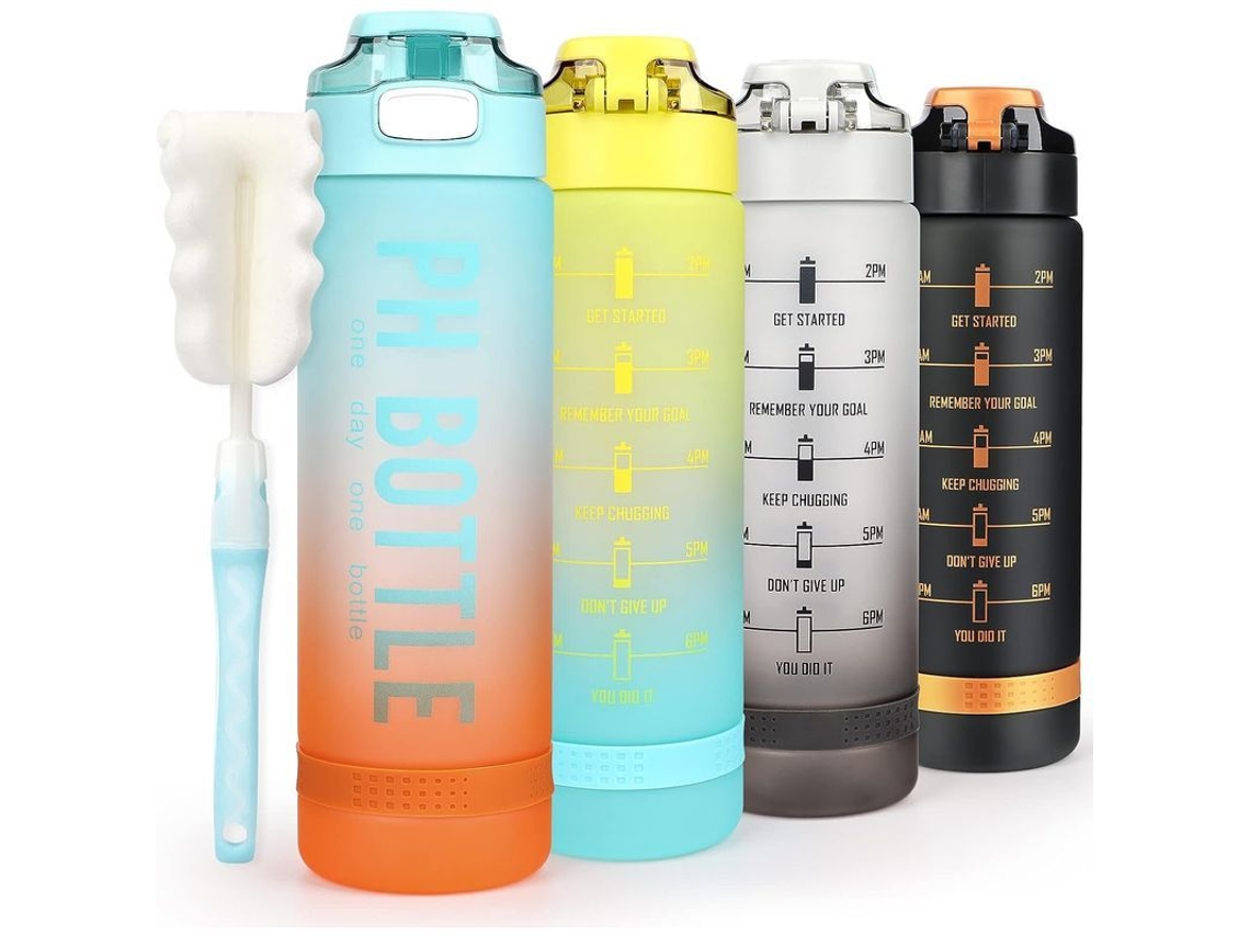2026 botella de Agua 1l Deportiva Sin Bpa Ecoamigable Plástico Azul Cielo Antigoteo