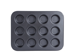 VYLARA Forma Para Muffins, Forma Antiaderente Para Muffins De 12 Xícaras Com Distribuição Uniforme De Calor, Assadeira De Aço Carbono Para Resultados Uniform