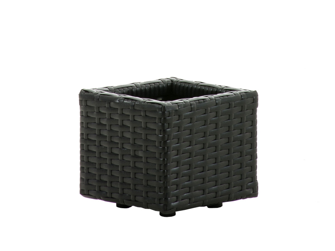 Laura S Vaso Em Polyrattan Preto