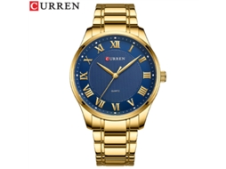 Relógio de Quartzo Masculino MDUG, Negócios Simples (dourado e Azul)