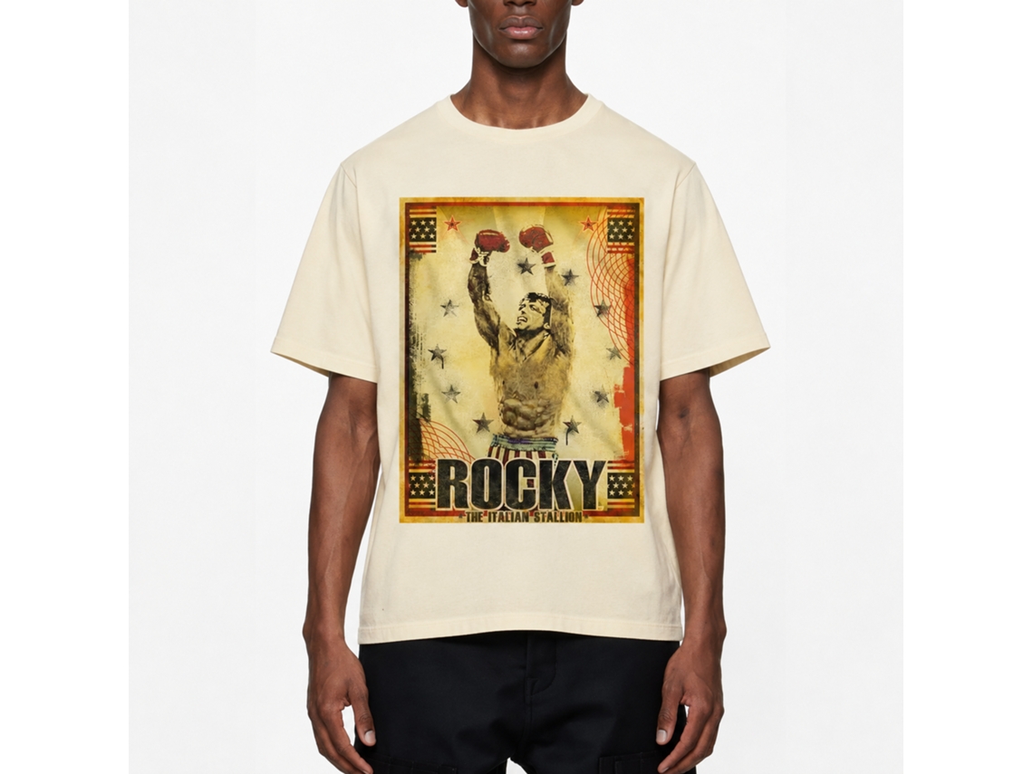Rockinstone Rocky Movie Solid Natural Adult T-shirt Size:s