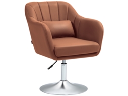 Poltrona Lounge Com Almofadas Lombares, Altura Ajustável E Giro 360°, Base Metálica Na Cor Marrom
