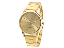 Reloj De Cuarzo Unisex Con Correa De Acero Estilo Simple Zhoulianfa (oro)