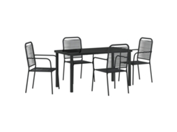 Conjunto 5 Móveis Para Exterior Vidaxl Preto Algodão (140 X 70 X 73 Cm)
