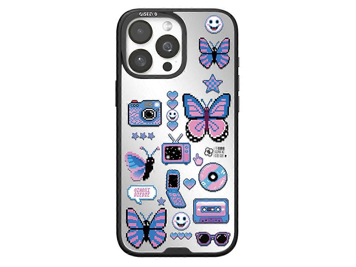 Capa Magnética Tkdaddy Caseevo Para Iphone 15 Pro Max Compatível Com Magsafe Tpu Acrílico Com Placa Traseira De Borboletas Intercambiáveis Estilo Retr
