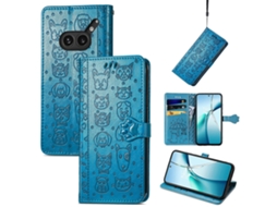Capa De Couro Com Relevo De Gato E Cachorro Para Celular Nothing Phone 2a Plus