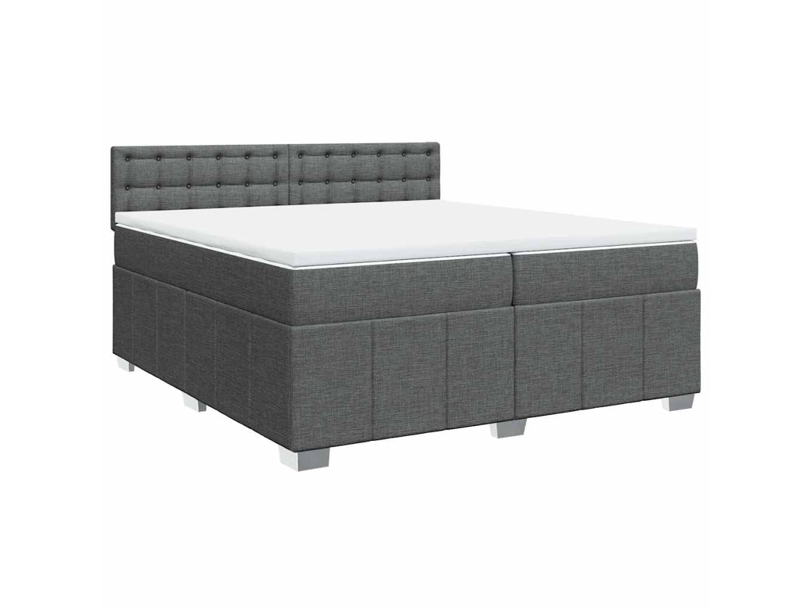Cama com Molas/Colchão 200x200 Cm em Tecido Cinzento Escuro MAISON EXCLUSIVE