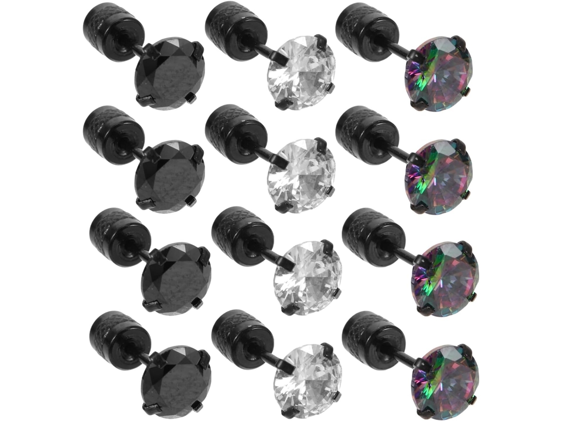 Conjunto De 6 Pares De Brincos Pequenos De Titânio Hipoalergênico.
