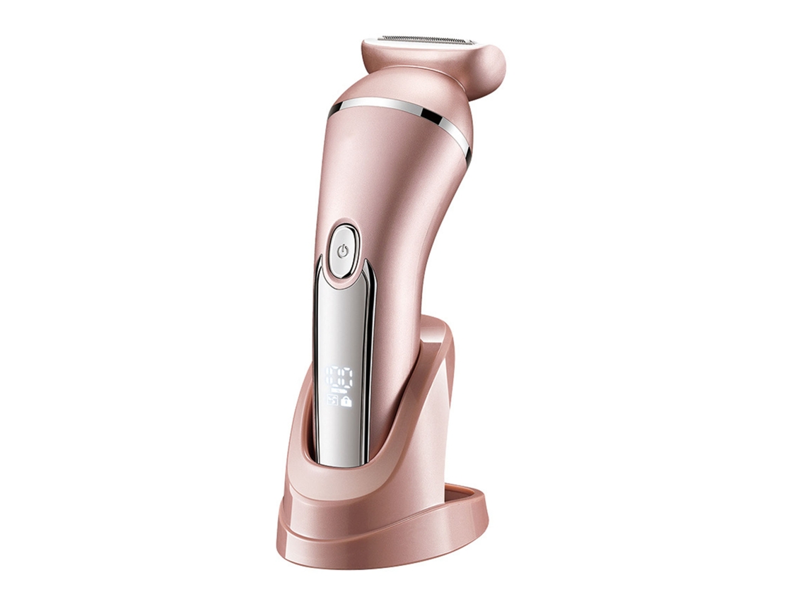 Aparador de pelos íntimos elétrico recarregável 3 em 1 para mulheres, rosa.