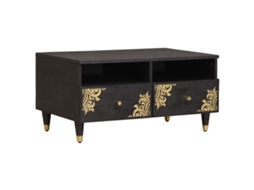 Conjunto 1 Mesa De Café Moderna Vidaxl Castanho Madeira De Mangueira Maciça (80 X 54 X 40 Cm)
