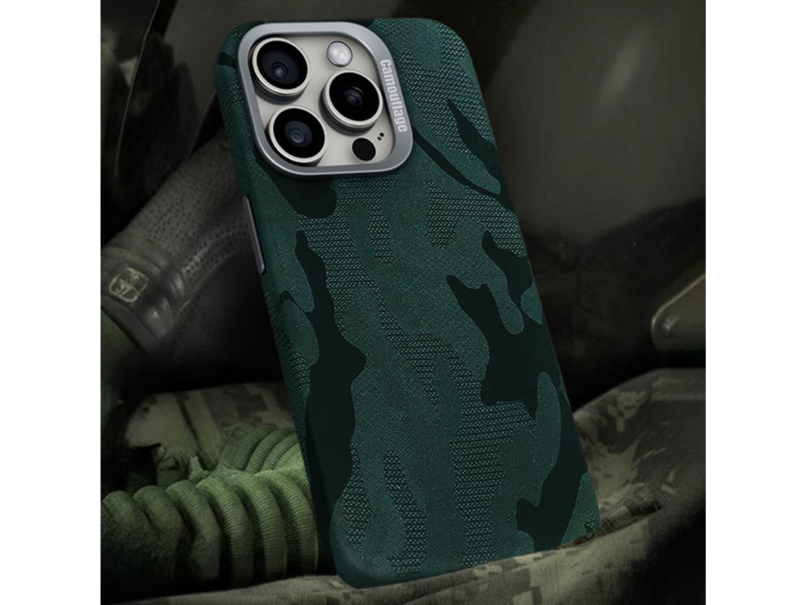 Capa Em Couro Pu Magnético, À Prova De Choque Para Apple Iphone 16 Pro Max - Exército Verde