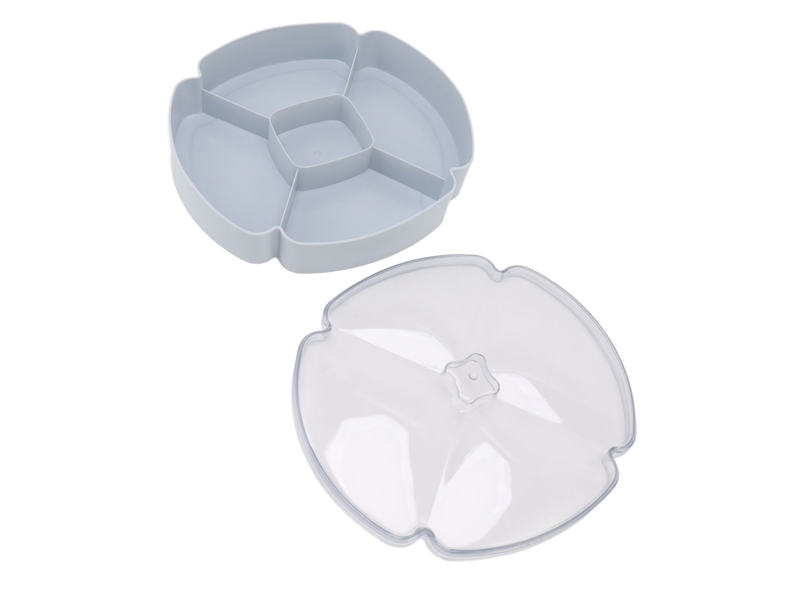 Travessa de Petiscos S/MARCA redonda de plástico com 5 compartimentos para frutas, nozes, doces, azul