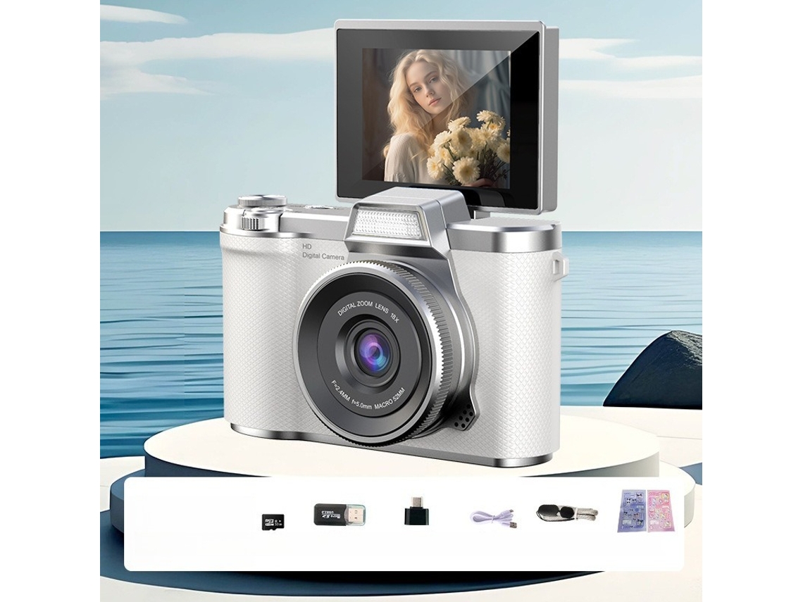 Câmara Digital Tela Articulada De 2,4 Polegadas Com Luz De Preenchimento (branco - Cartão De 32 Gb) Cuich