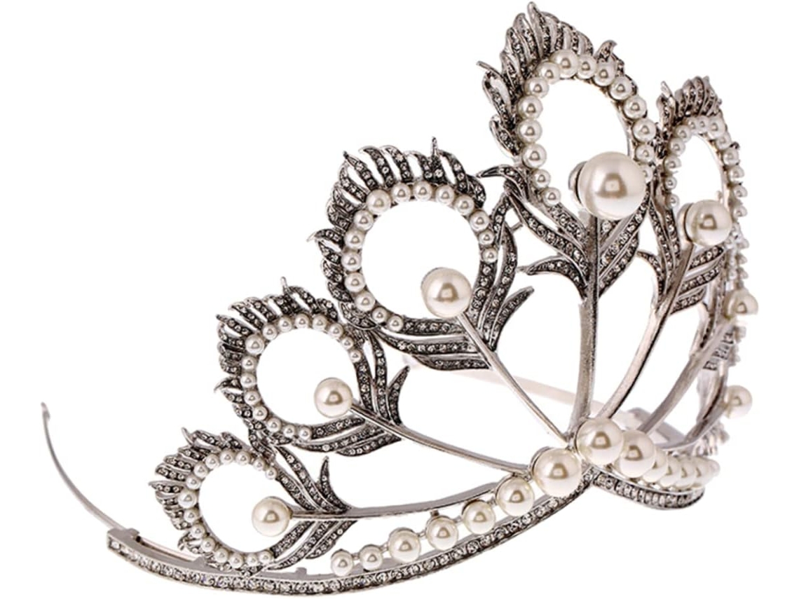 Coroa De Casamento E Acessório Floral Com Pérolas Artificiais Para Festas, Aniversários E Eventos.