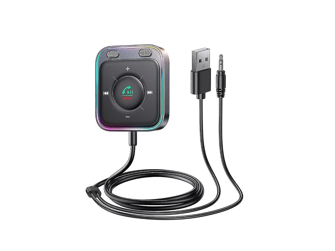 Adaptador De Carro Bluetooth 5.3 Com Microfone Duplo Aprimorado E Cancelamento De Ruído 3,5 Mm Adaptador De Áudio Auxiliar Bluetoo Hengjian