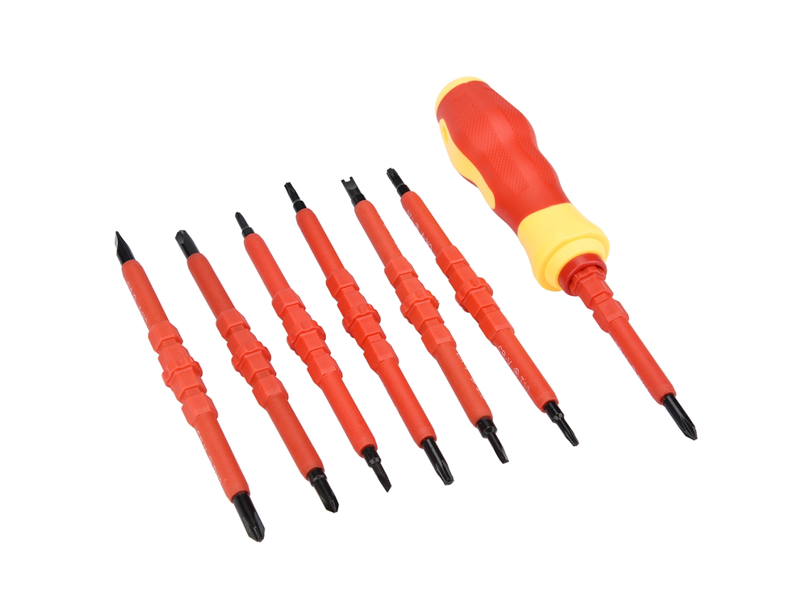 Laxiscreed Kit De Chaves De Fenda Isoladas Para Electricistas, Com Design Bidirecional Para Trabalho Seguro