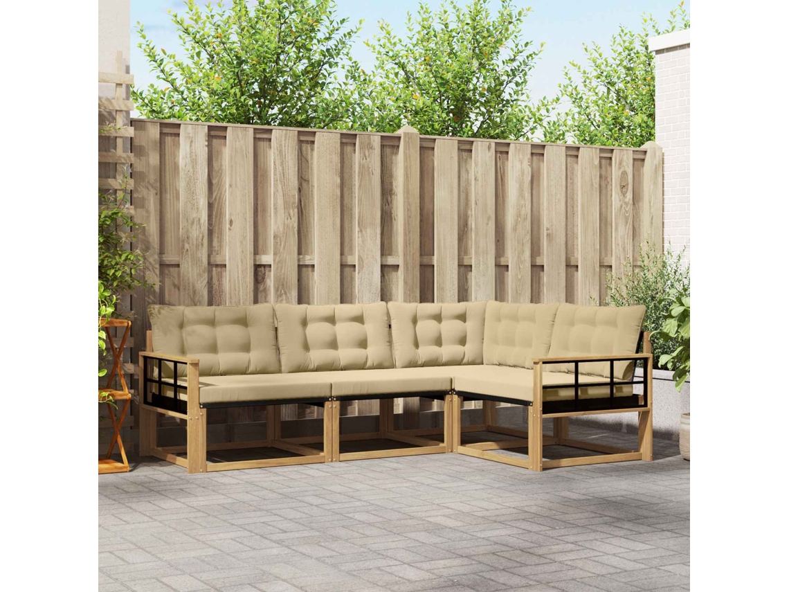 Vidaxl Conjunto De Sofás Para Exterior 4 Unid. Branco E Bege