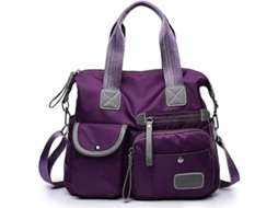 Bolsa Tote AQUAFORGE feminina, com vários compartimentos, nylon, roxa