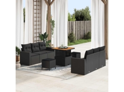 Vidaxl Conjunto De Sofá De Jardim 9 Unid. 6-número De Lugares Preto