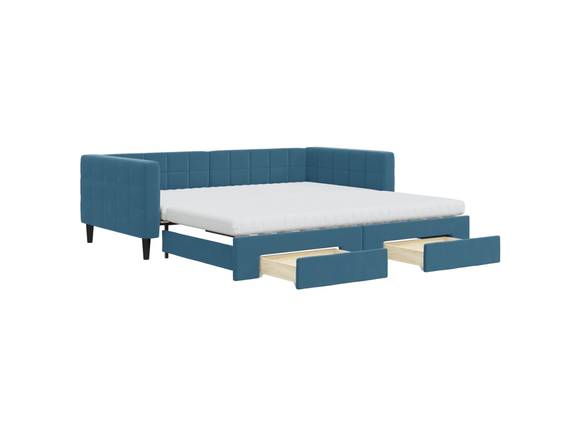 Daybed With Trundle, Daybeds With Trundles Vidaxl Azul Veludo (100 X 200 Cm)