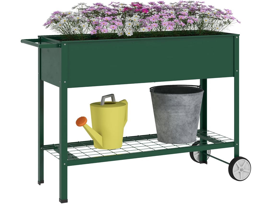 Horta Vertical Elevada Metal e PP cor Verde 109x44x80 cm OUTSUNNY