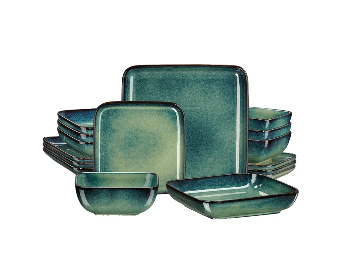 Conjunto De Jantar, Design Elegante, Construção Durável, Verde-16-peças