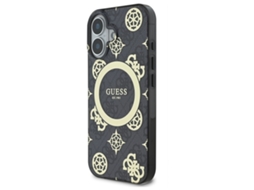 Capa para iPhone 16 GUESS Pele Sintética Rígida Preto
