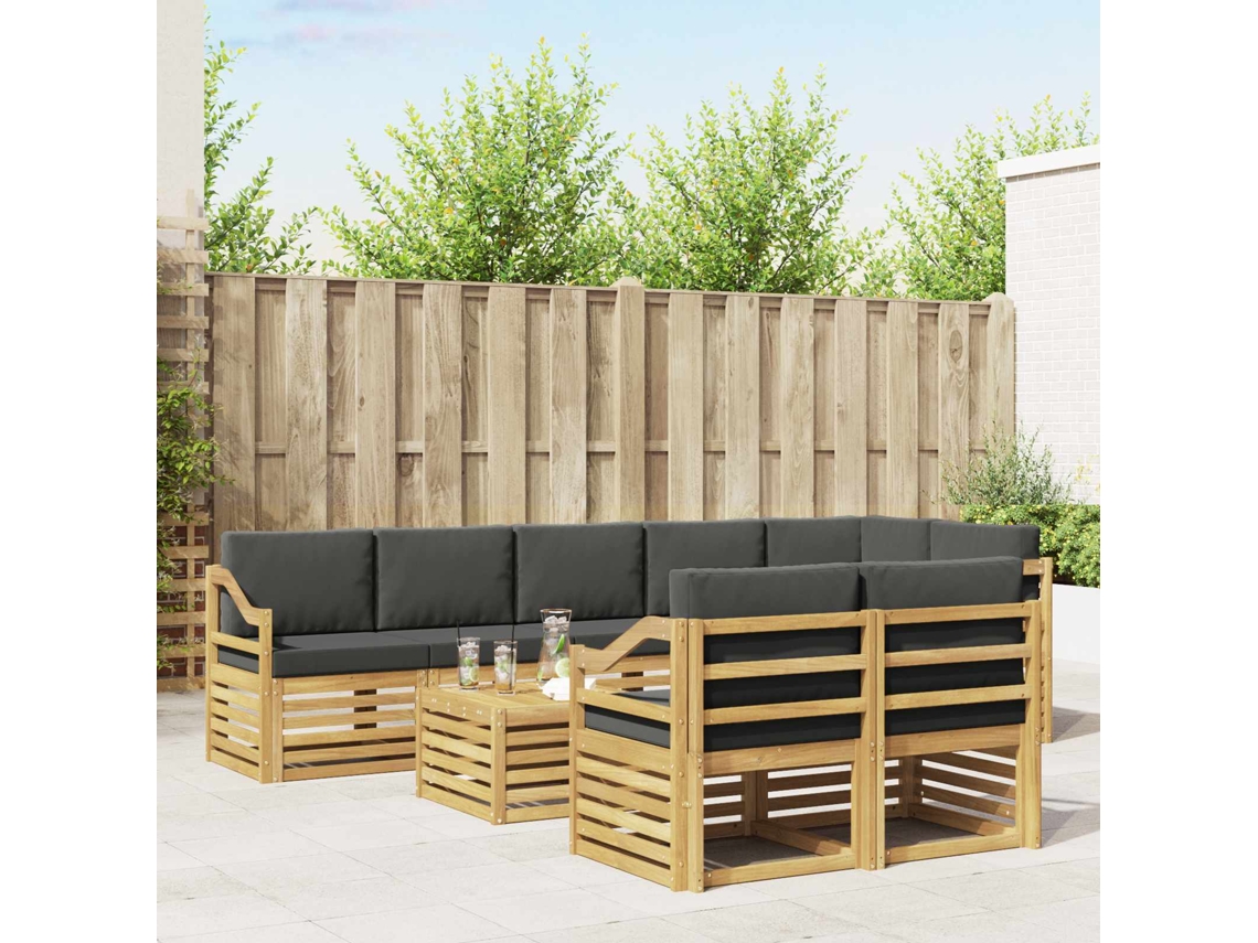 Vidaxl Conjunto De Sofás Para Exterior 9 Unid. Branco E Antracite