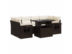 Conjunto de 7 Sofás de Jardim com Almofadões Vime Pe Castanho MAISON EXCLUSIVE (7 pcs)