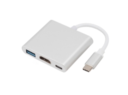 Conversor Usb C 3 Em 1 Hub Com Interface Hdmi 4k, Usb 3.0 E Carregamento Rápido Pd De Alumínio