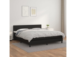 Cama Com Molas/colchão 160x200 Cm Couro Artificial Preto