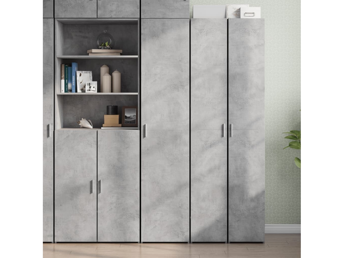 Vidaxl Armário Alto 40x42,5x185 Cm Derivados De Madeira Cinza Cimento